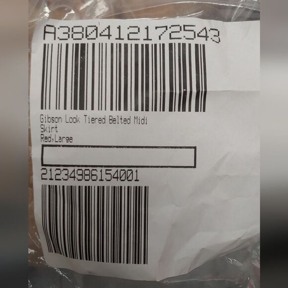 Gibson Look Tiered Belted Gauzy Midi Skirt Sz L Red NEW - Picture 11 of 11